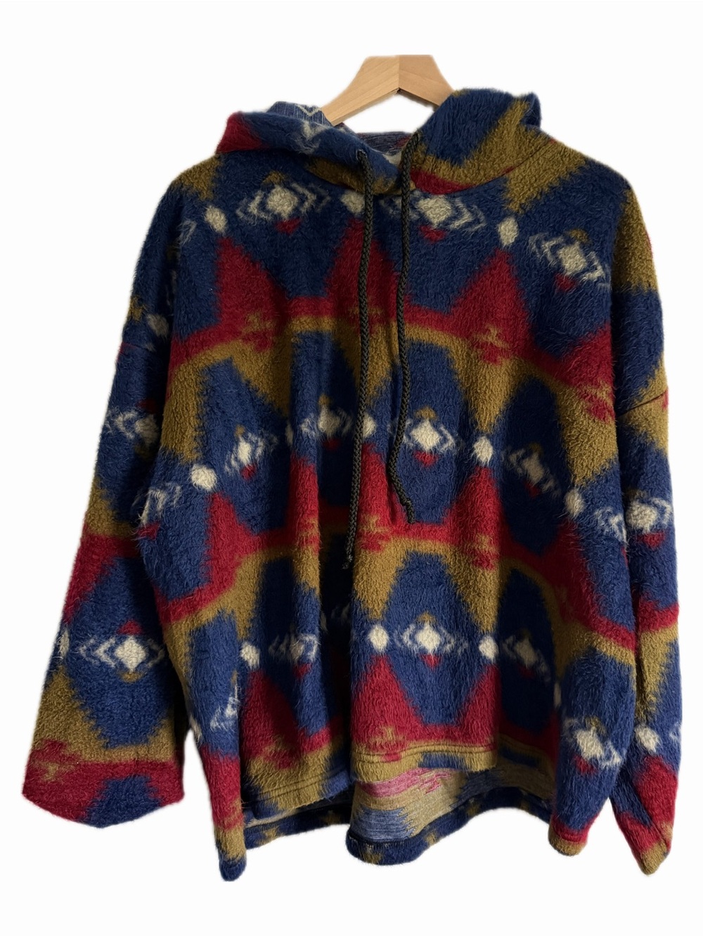The Jockey Club Multicolor Geometric Hooded Fleece Pullover - Navy, Red, Olive